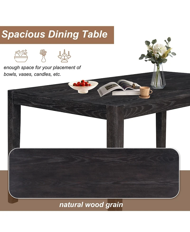 Streamdale Furniture Retro 7-Piece Dining Table Set for 6 (Espresso