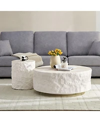 Streamdale Furniture 35" Fiberglass Round Coffee Table - Vintage Style, Modern Design