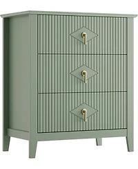 Gaomon Fluted Dresser 27.5"W, 3-Drawer Wood Chest, Modern Bedroom Storage Cabinet