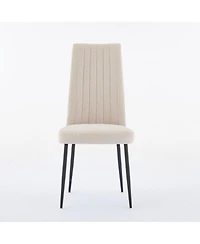 Streamdale Furniture Streamdale Beige Velvet Dining Chairs (Set of 2) - Adjustable Feet
