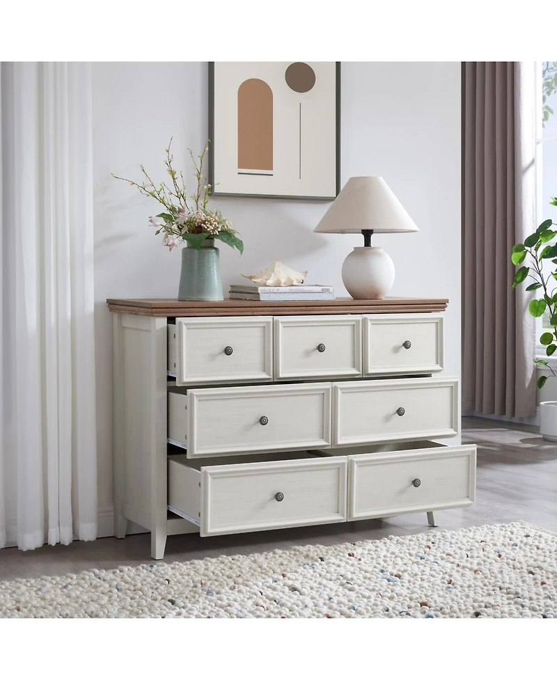 Streamdale Modern 7-Drawer Dresser, Cabinet for Living Room in Beige