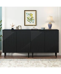 Streamdale Furniture Mira 2-Drawer Modern Side Cabinets with Adjustable Shelves and Geometric Door Design