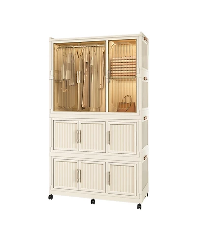 Streamdale Furniture Portable Wardrobe Closet Organizer - 9 Cubes & Rod White