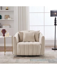 Streamdale Furniture Velvet Swivel Barrel Chair & Half Sofa w/ Pillows