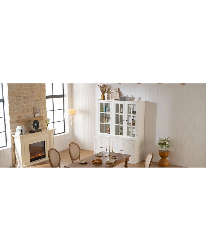 Streamdale Furniture 75" Pantry Cabinet Set, 60" Farmhouse Display Cabinets