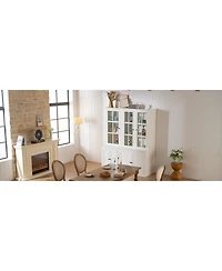 Streamdale Furniture 75" Pantry Cabinet Set, 60" Farmhouse Display Cabinets