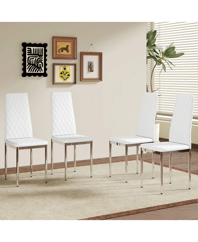 Streamdale Furniture Diamond Quilted Dining Chairs (Set of 4)