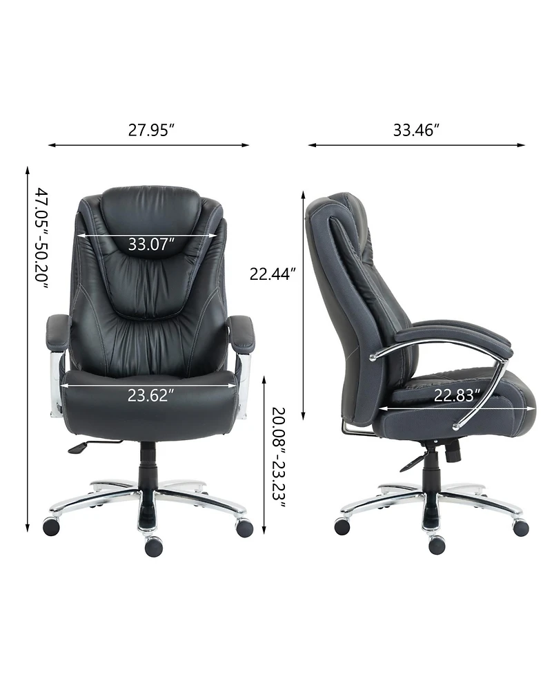 Streamdale Furniture Ergonomic Pu Leather Office Chair with Lumbar Support
