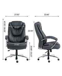 Streamdale Furniture Ergonomic Pu Leather Office Chair with Lumbar Support