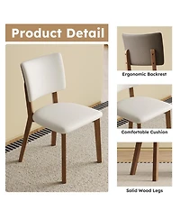 Streamdale Solid Wood Dining Chairs (Set of 2) - Modern Wooden Leg, White & Walnut