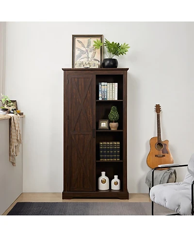 Streamdale Furniture Farmhouse Cabinet with Barn Doors and Shelves