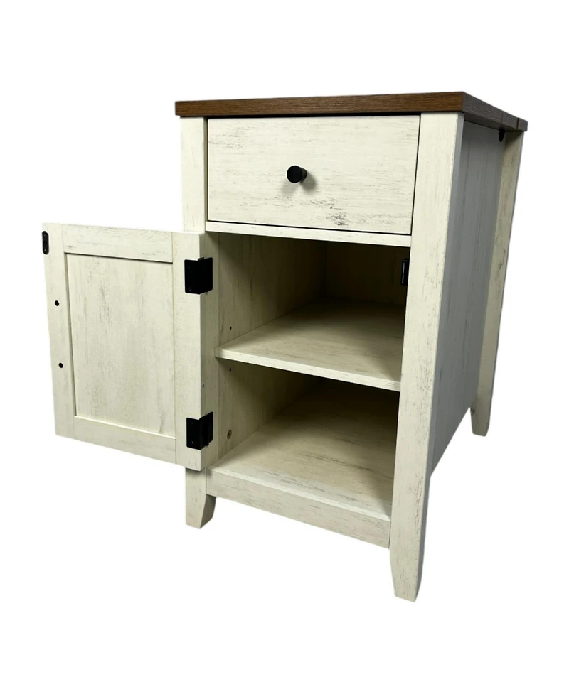 Streamdale Furniture Streamdale Farmhouse End Table with Barn Door & Drawer, Charging Station