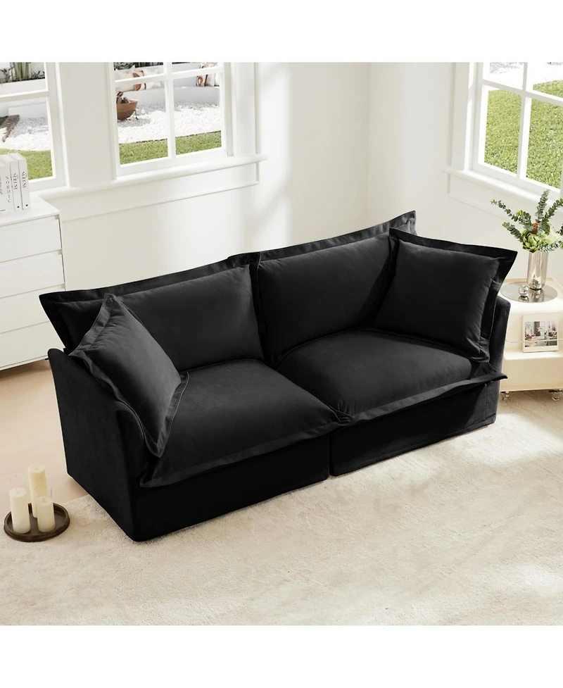 Streamdale Furniture Slipcovered 2-Seat Chenille Sofa Detachable Cover