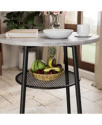 Streamdale Furniture + 3-Piece Set + Wood/Metal + Round Bar Table with 2 Stools + Bar Table Set