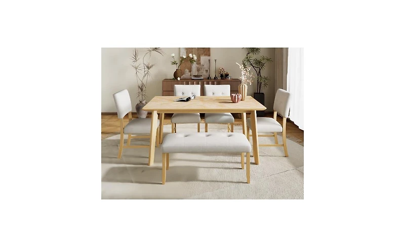 Streamdale Furniture Retro Dining Table, Seats 6, Rubberwood Legs