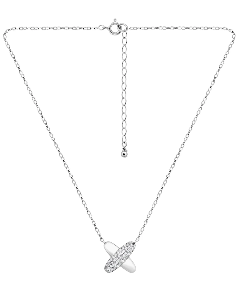 Giani Bernini Pave Cubic Zirconia (3/4 ct. t.w.) X-Frontal Pendant Necklace, Macy's Exclusive