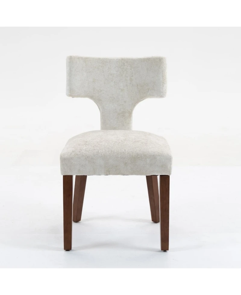 Streamdale Furniture Mid Century Modern Dining Chairs Set of 2 Beige Linen