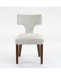 Streamdale Furniture Mid Century Modern Dining Chairs Set of 2 Beige Linen