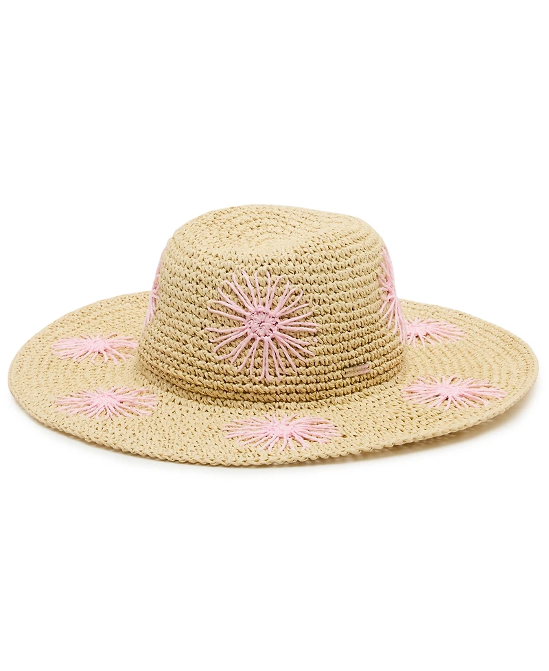 Steve Madden Floral Embroidered Straw Hat