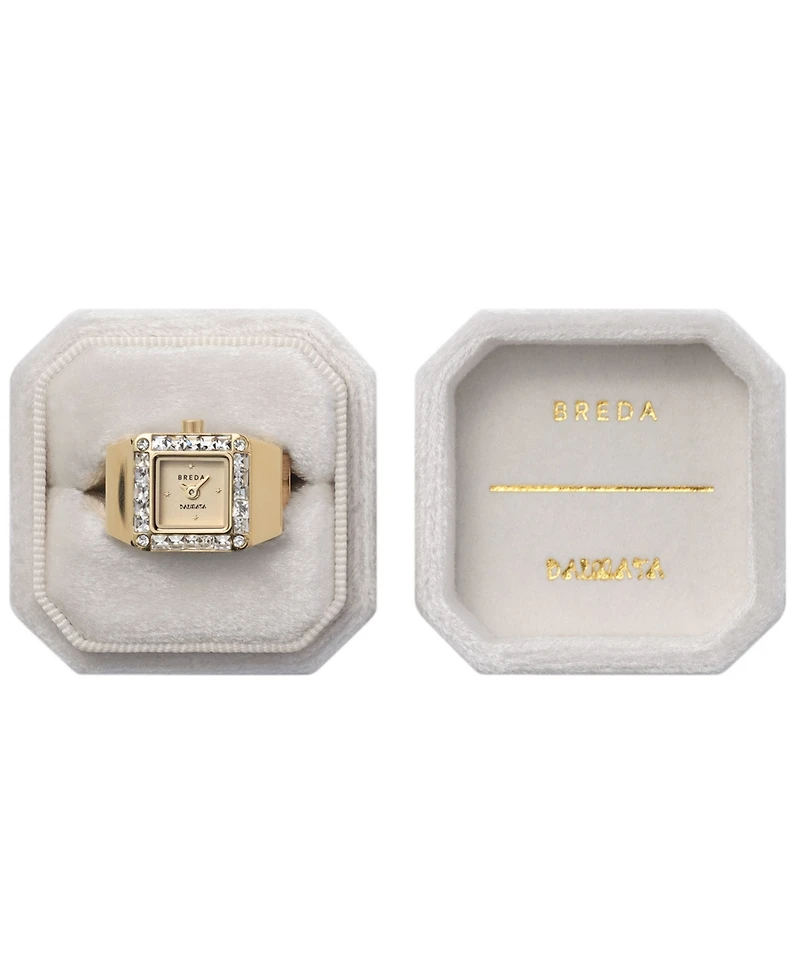 Breda Women's x Dalmata Time Ring Clear Crystals and Gold Expandable Ring Watch, 15mm