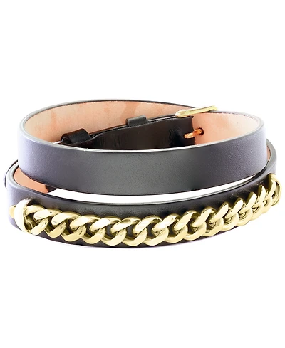 Effy Collection Men's Leather Bracelet in Gold Over Silver