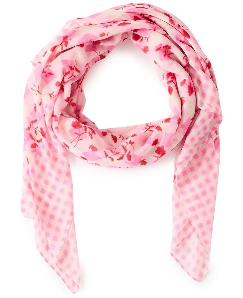Steve Madden Gingham Floral Square Scarf