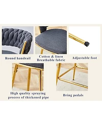 Streamdale Furniture Rotating Swivel Chair Black Cotton Linen Gold Legs