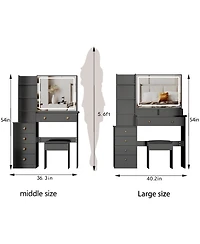 Streamdale Furniture 41" Led Mirror Vanity Table with Stool