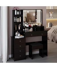 Streamdale Furniture 41" Led Mirror Vanity Table with Stool