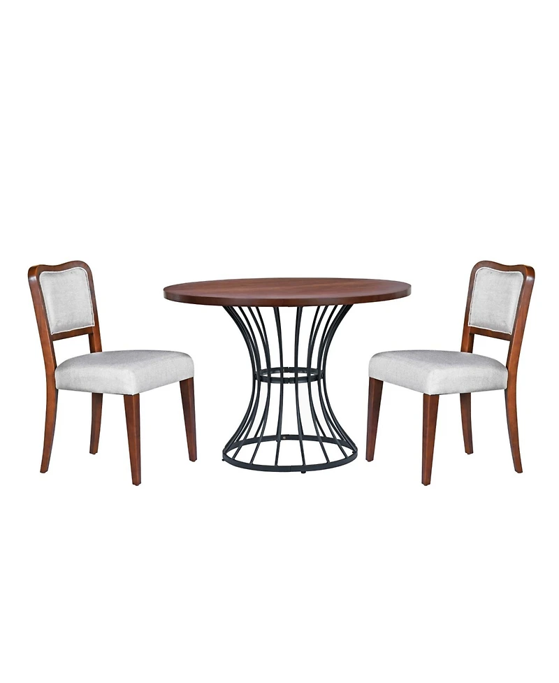 Streamdale Furniture 42" Round Oak Dining Set- Table & 2 Chairs