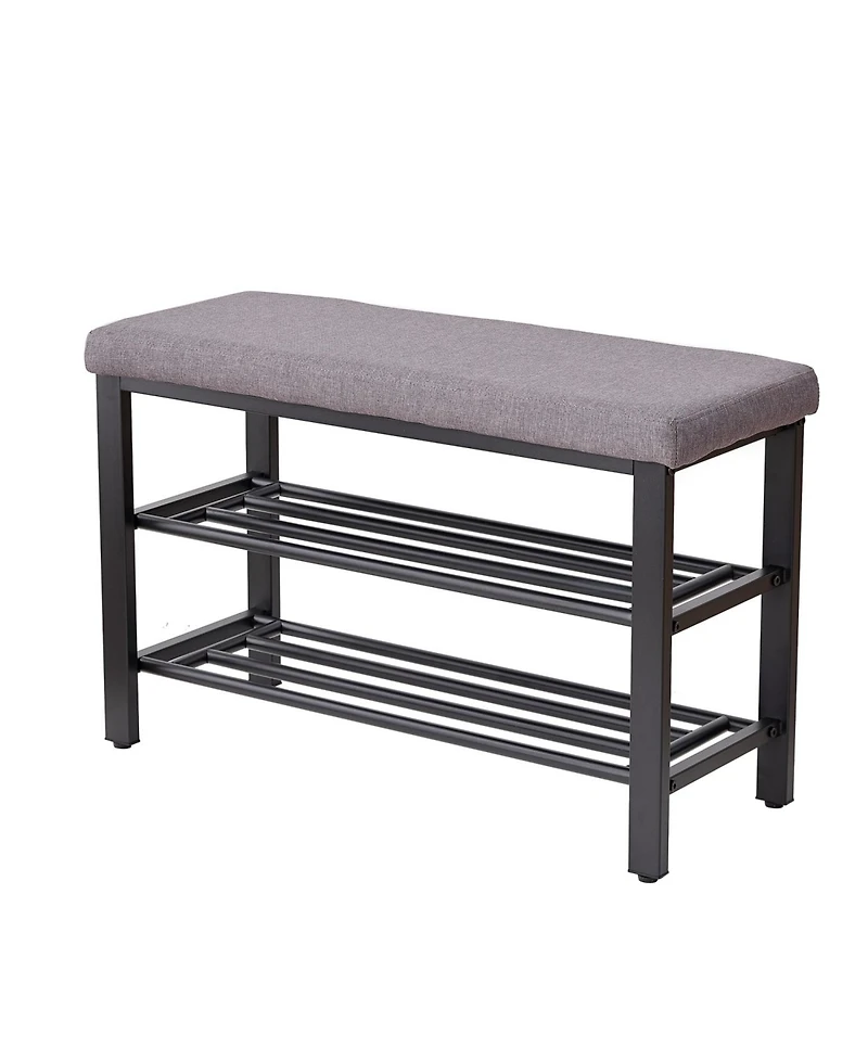 Streamdale Furniture Entryway Shoe Bench with Cushion & Storage Shelf
