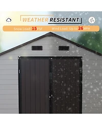 Streamdale Furniture 8x8 Resin Storage Shed w/ Windows, Aluminum Frame & Floor (White/Brown