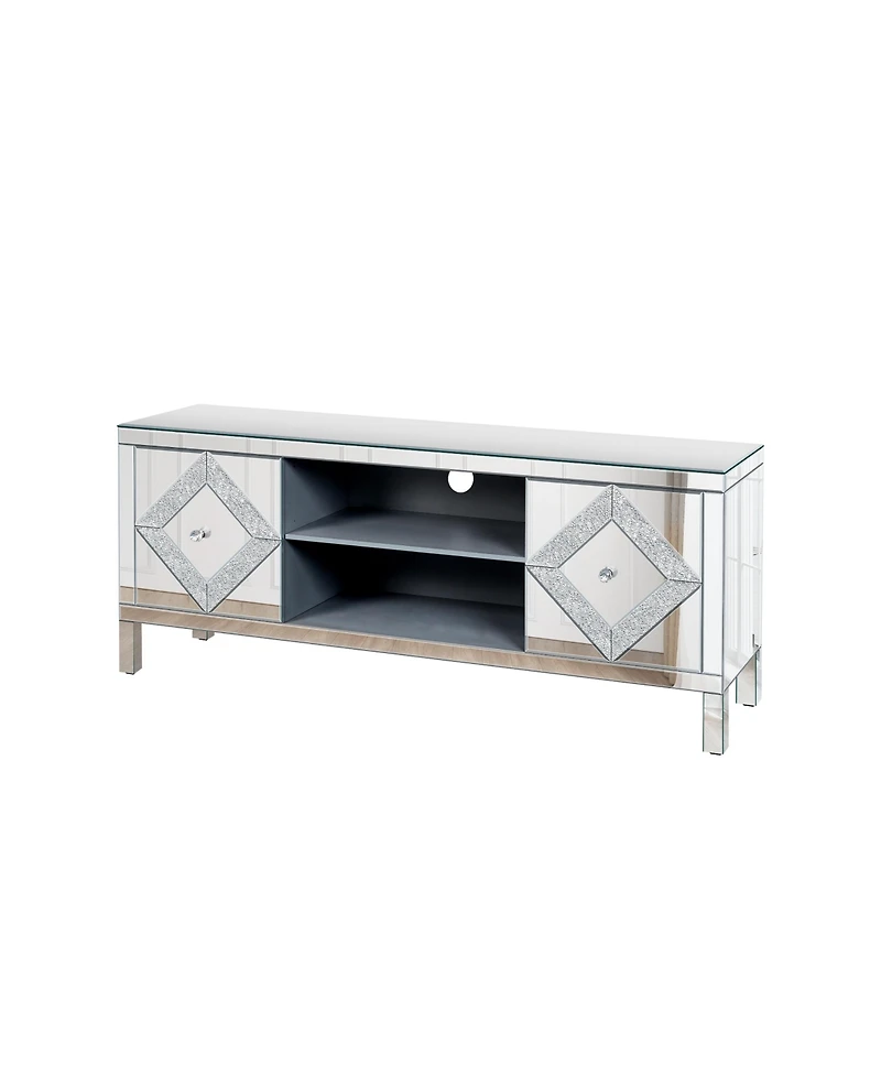 Streamdale Furniture Mirrored Tv Stand for 65+" TVs, Silver