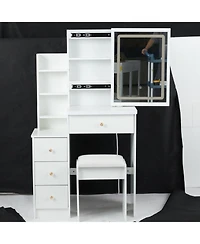 Streamdale Furniture Streamdale Compact Bedside Vanity Table with Led Mirror