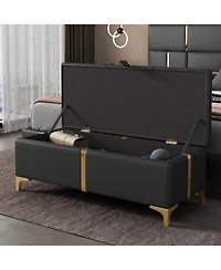 Streamdale Furniture Upholstered Storage Ottoman Bench with Metal Legs