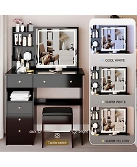 Streamdale Furniture + 37" + Wood/Glass (assuming typical vanity materials) + Led Mirror + Vanity Table with Stool