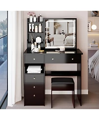 Streamdale Furniture + 37" + Wood/Glass (assuming typical vanity materials) + Led Mirror + Vanity Table with Stool