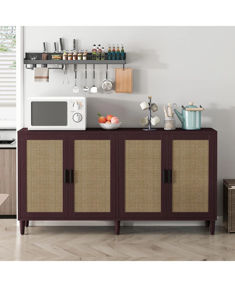 Streamdale Furniture 70" Rattan Buffet Cabinet with Storage
