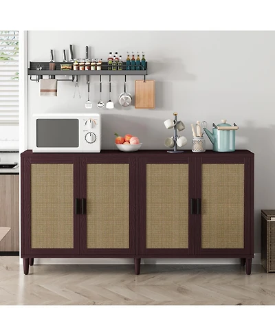 Streamdale Furniture 70" Rattan Buffet Cabinet with Storage