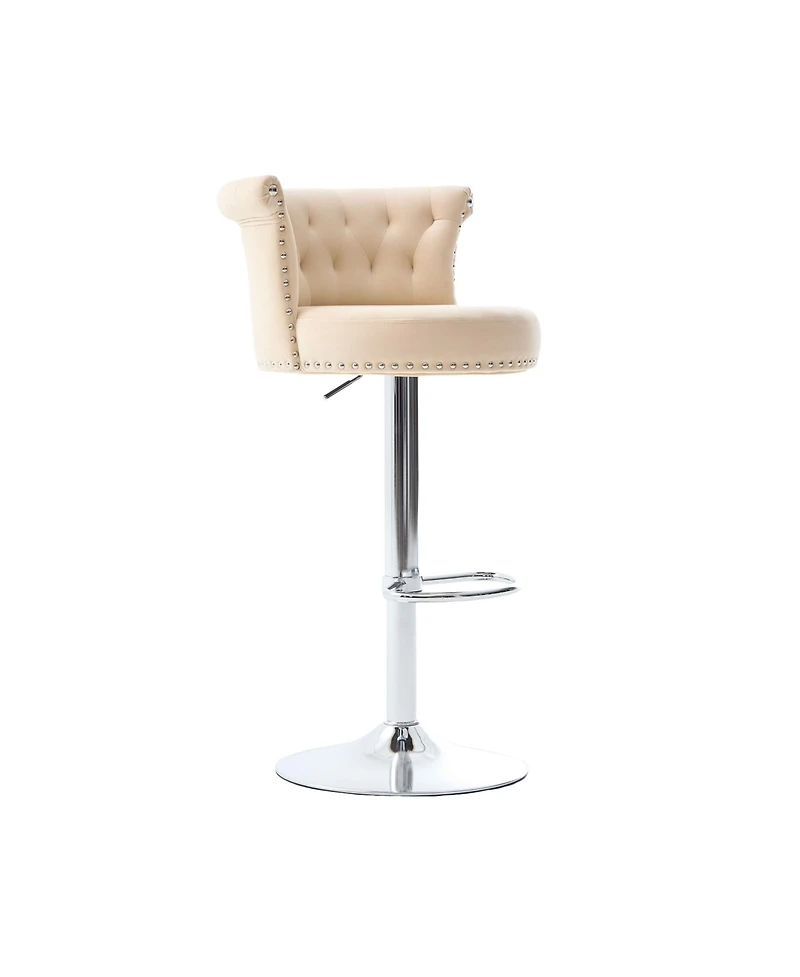 Streamdale Furniture Velvet Bar Stool Set of 2, Adjustable Swivel