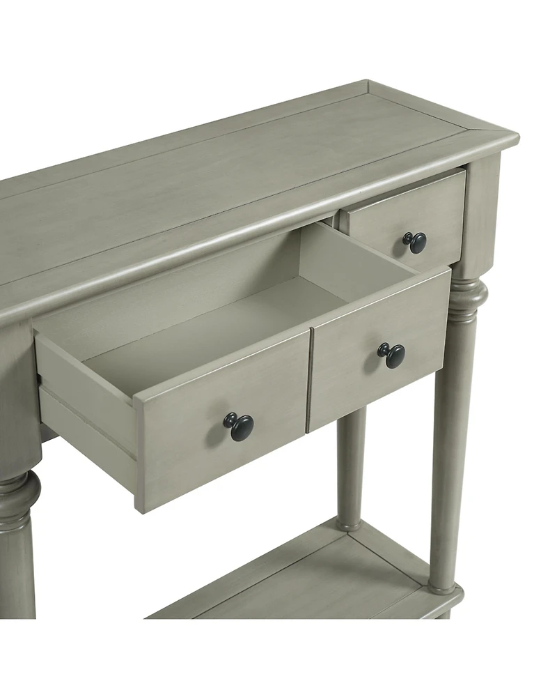 Streamdale Furniture Entryway Table - Retro Console Table with 4 Drawers & Shelf (Grey Wash)