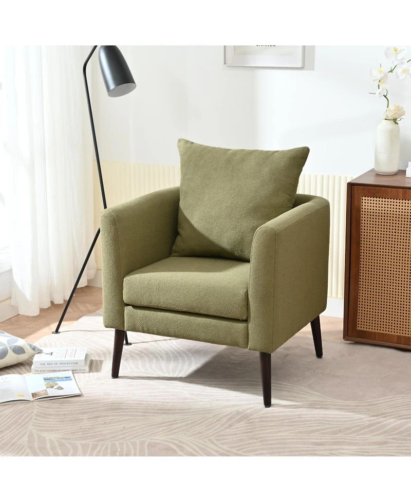 Streamdale Furniture Streamdale Ergonomic Barrel Chair with Waist Pillow and Solid Wood Legs