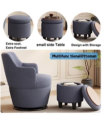 Streamdale Furniture 360 Swivel Accent Chair with Ottoman & Nail Trim