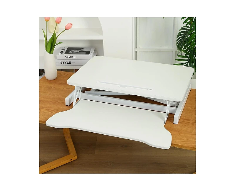 Streamdale Furniture 32" Height-Adjustable Desk Converter with Dual Monitor & Laptop Workstation