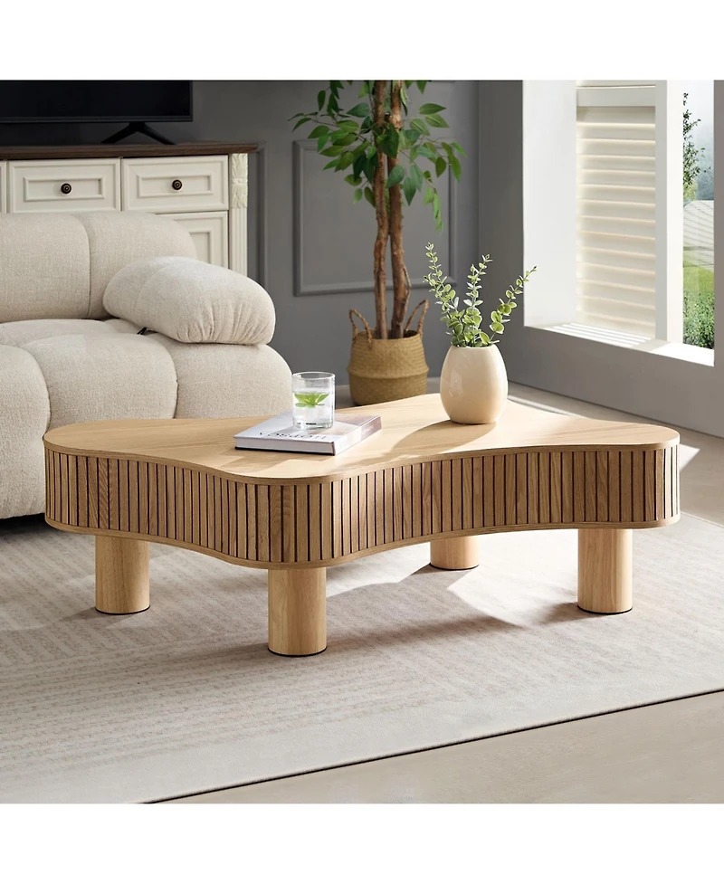 Streamdale Furniture Modern Wooden Drum Coffee Table