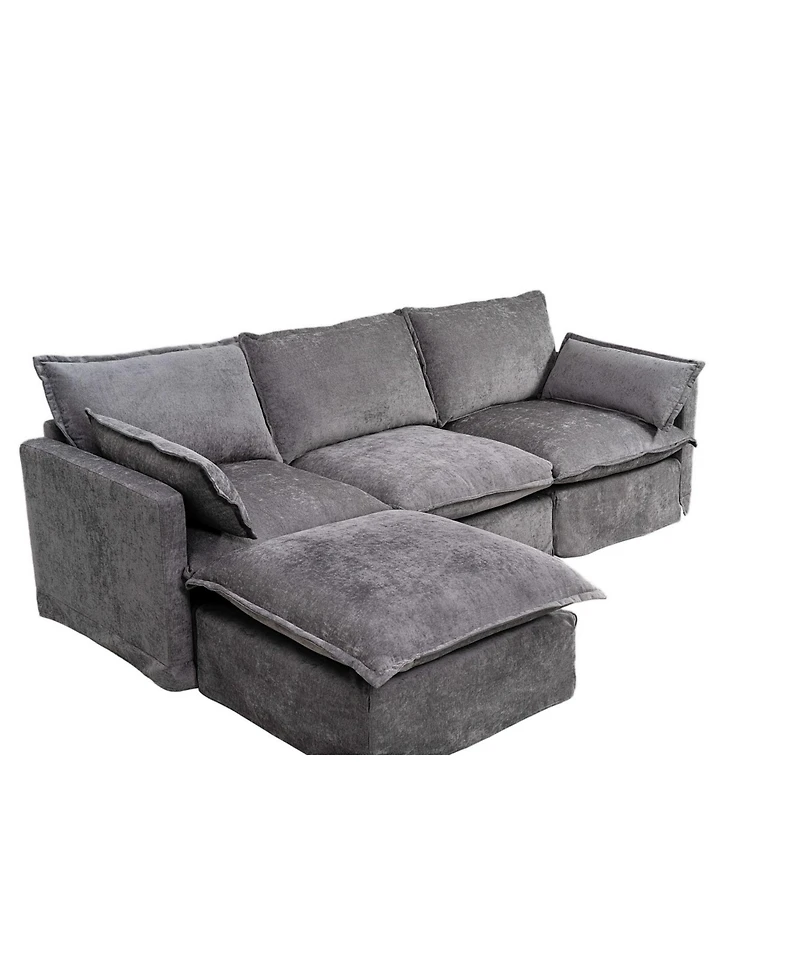 Streamdale Furniture Modern L-Shaped Sectional Sofa with Ottoman