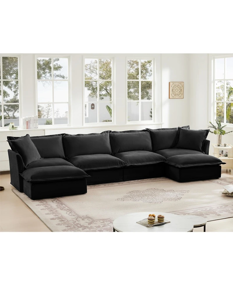 Streamdale Furniture Slipcovered U Shape Sectional Sofa Deep Seat Chenille