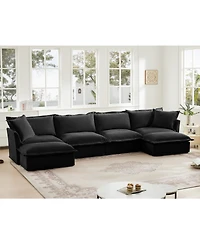 Streamdale Furniture Slipcovered U Shape Sectional Sofa Deep Seat Chenille