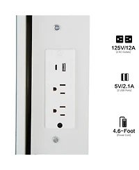 Streamdale Furniture 29.2" Vanity Table w/ Led Mirror, Stool, Power, & Hair Dryer Bracket