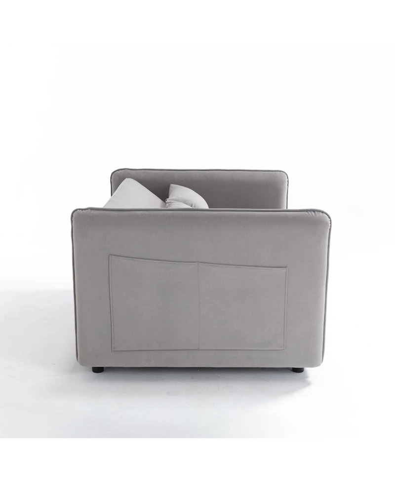 Streamdale Furniture Streamdale 55" Velvet Futon Sofa Bed with Pillows & Side Pockets